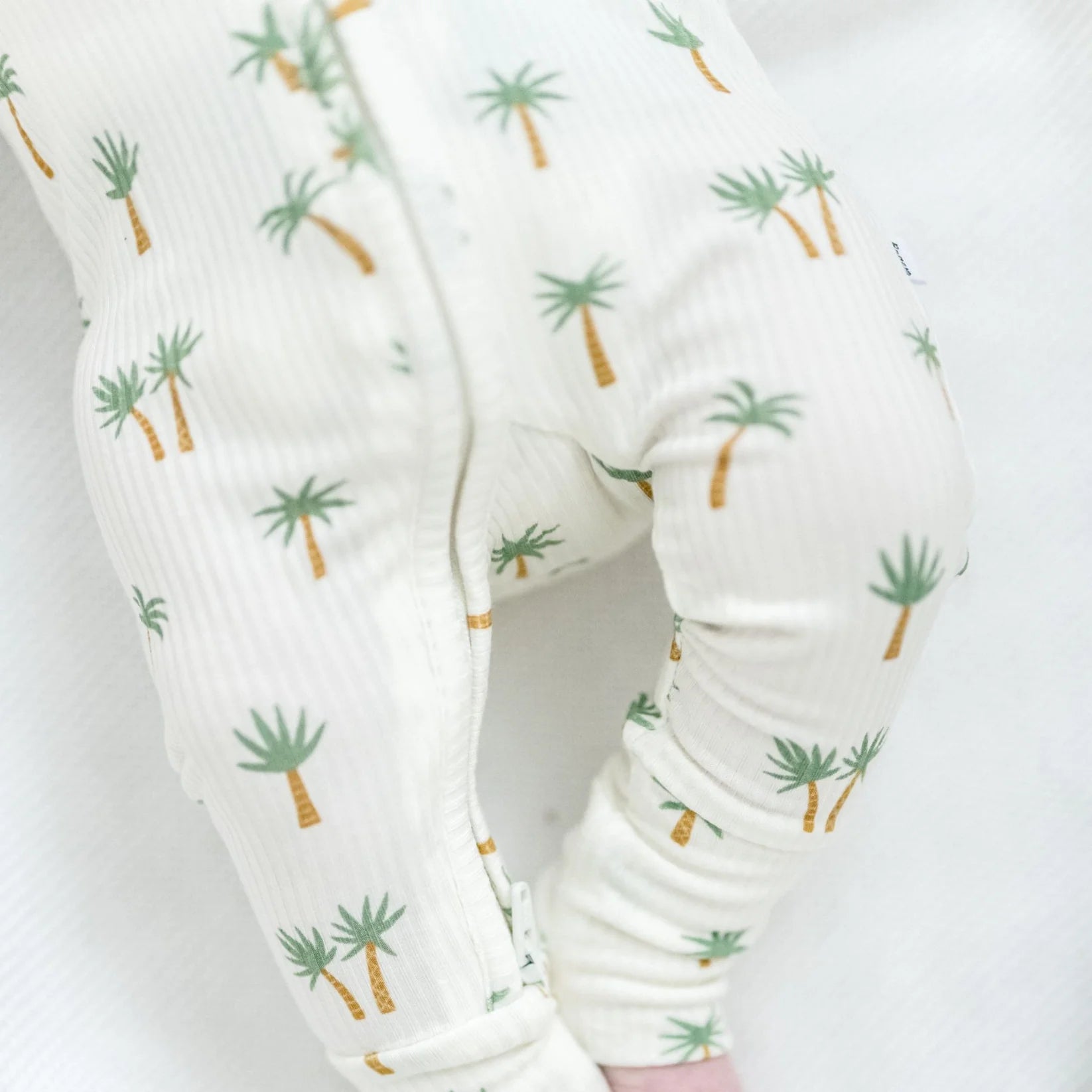 Island Palm Trees Ribbed Zip Romper