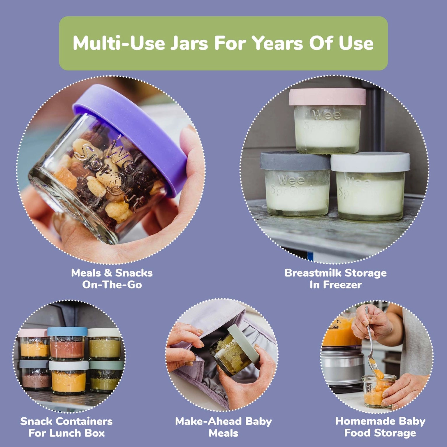 4oz Glass Jars & Lids - Set of 6