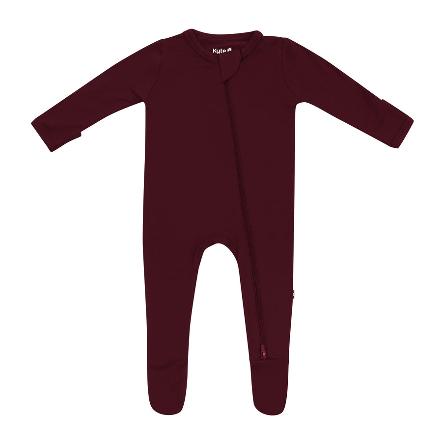 Burgundy Bamboo Zippered Footie