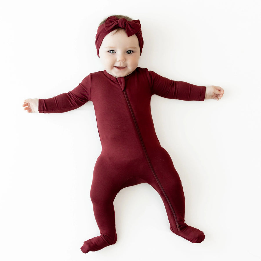 Burgundy Bamboo Zippered Footie