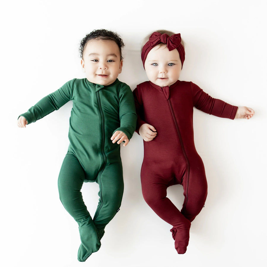 Evergreen Bamboo Zippered Footie