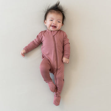 Dusty Rose Bamboo Zippered Footie