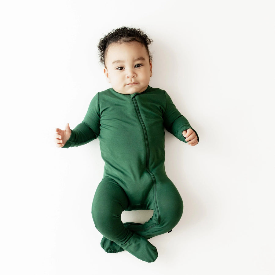 Evergreen Bamboo Zippered Footie