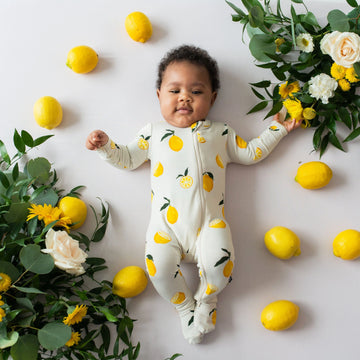 Lemon Bamboo Zippered Footie