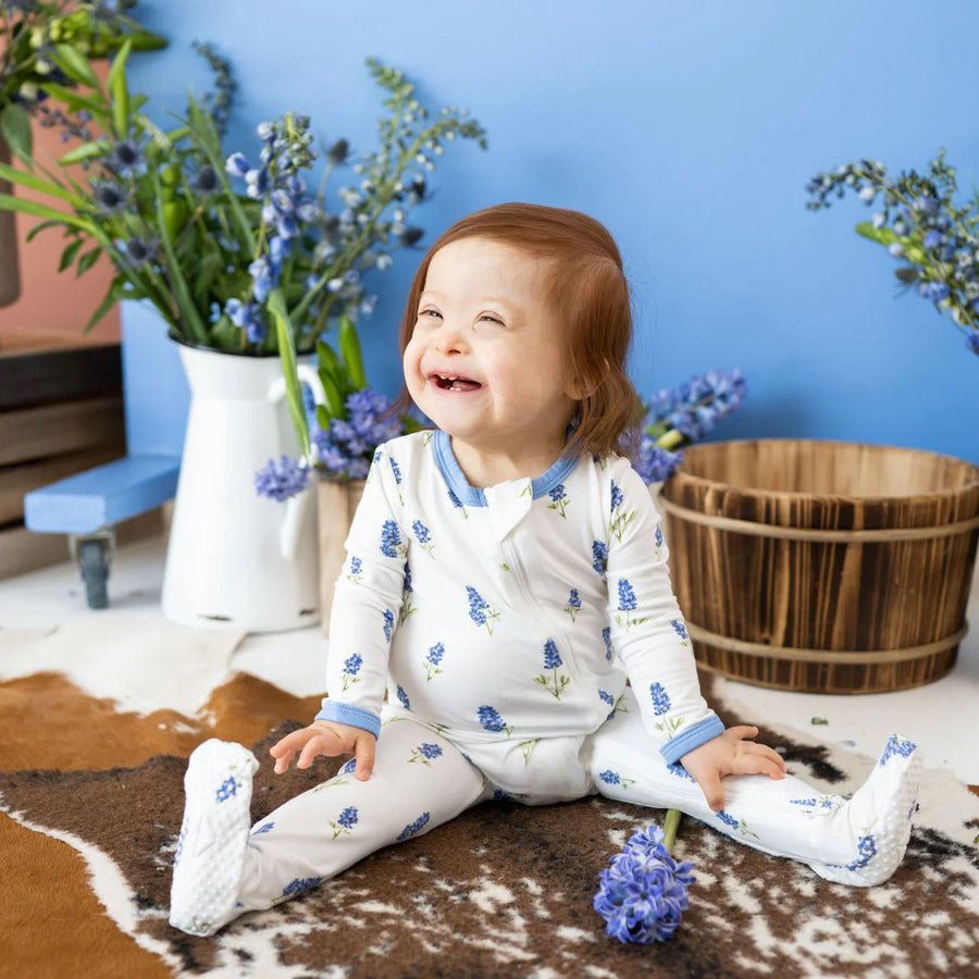 Bluebonnet Bamboo Zippered Footie