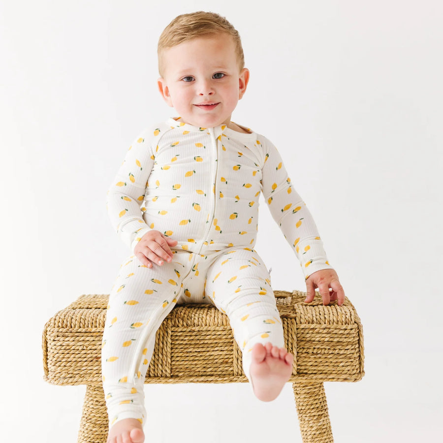 Lemons Ribbed Zip Romper