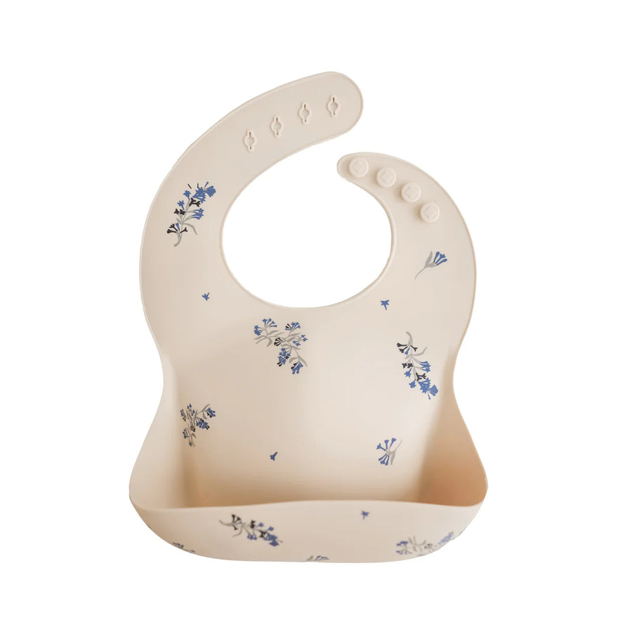 Silicone Baby Bib - Lilac Flowers