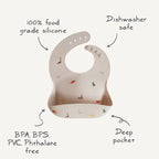 Silicone Baby Bib - Lilac Flowers