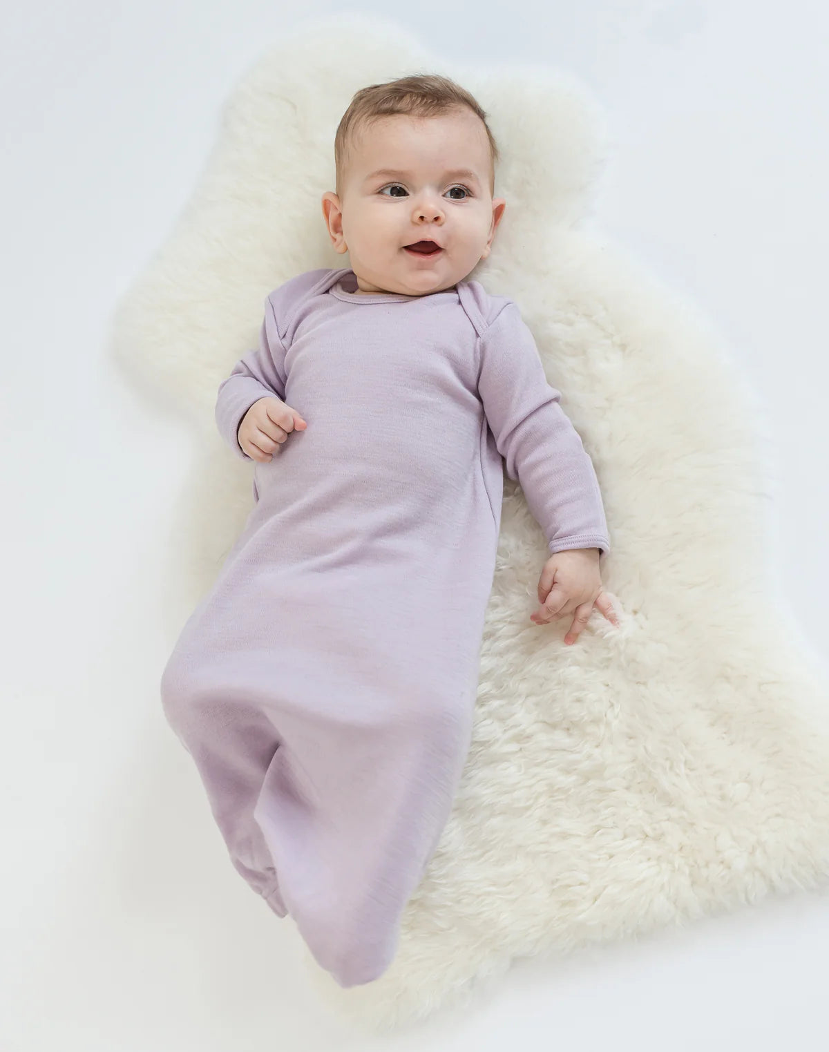Merino Wool Baby Gown - Lilac
