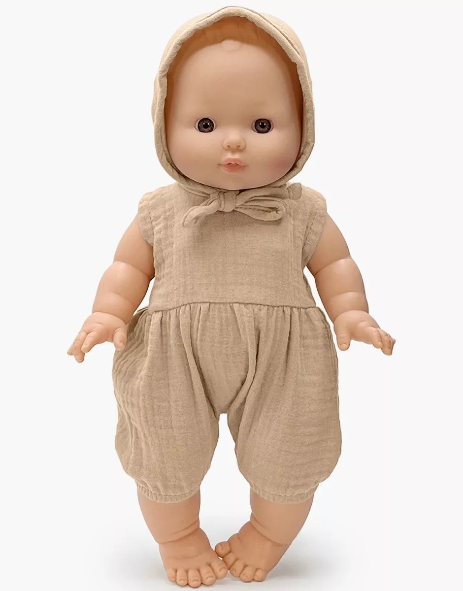 Baby Louis with Latte Romper & Bonnet (34cm)