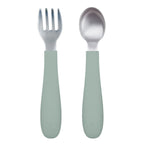 Stainless Steel Toddler Utensils - Matte Green