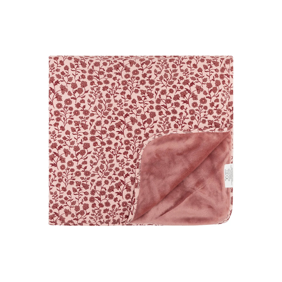 Mauve Floral Ribbed Toddler Blanket