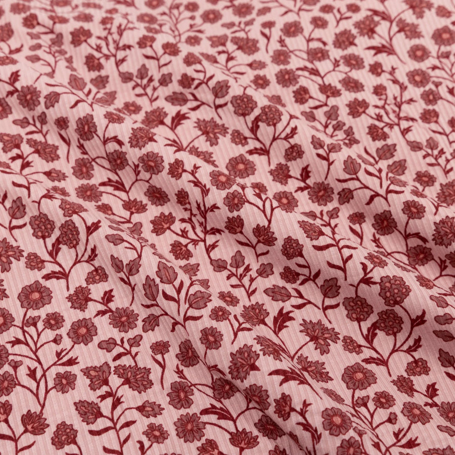 Mauve Floral Ribbed Toddler Blanket