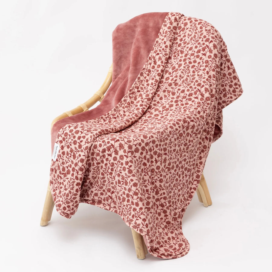 Mauve Floral Ribbed Toddler Blanket