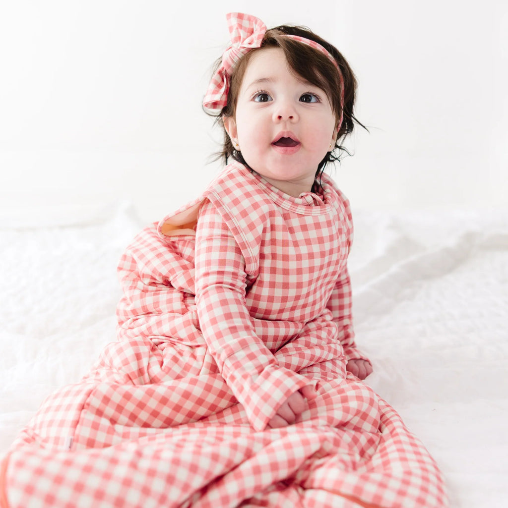 Mauve Small Gingham Sleep Sack (1.0 TOG)