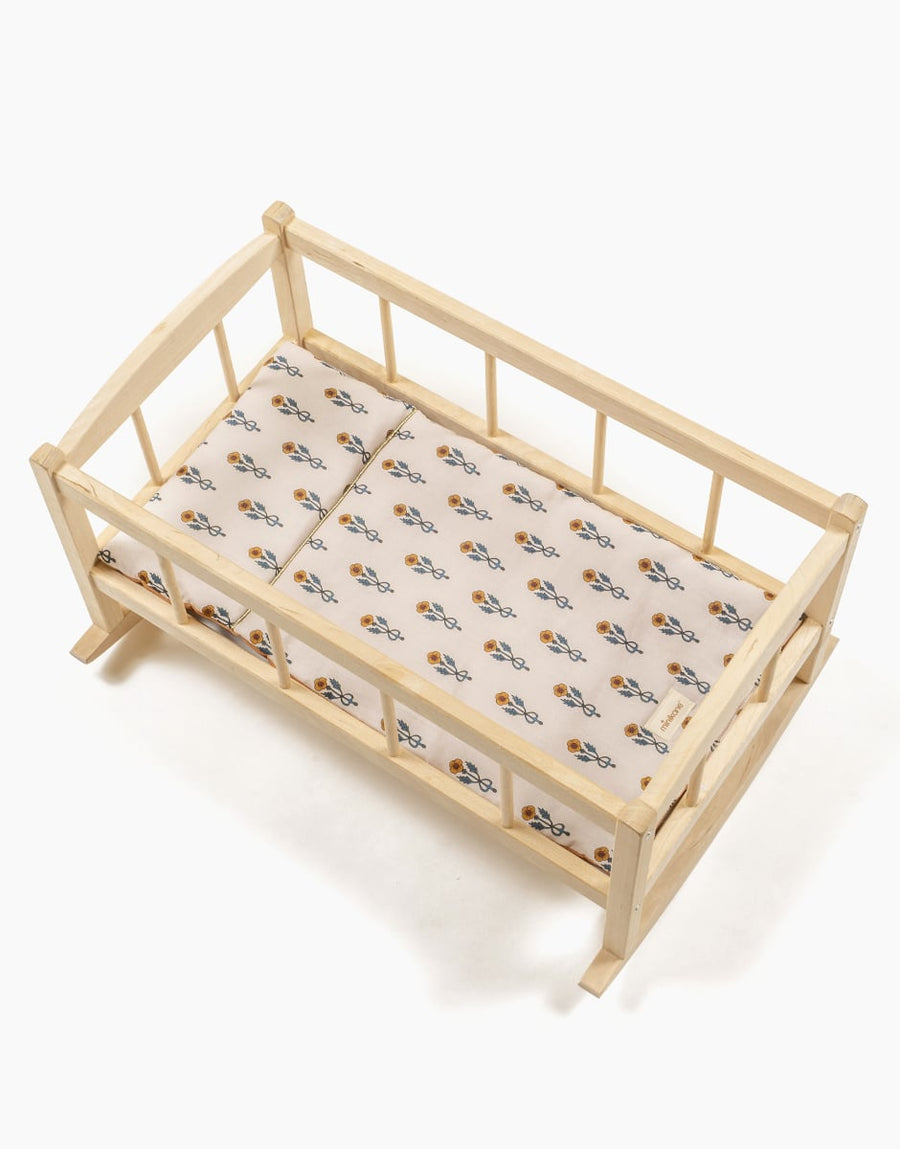 Nordic Flowers Wooden Doll Bed