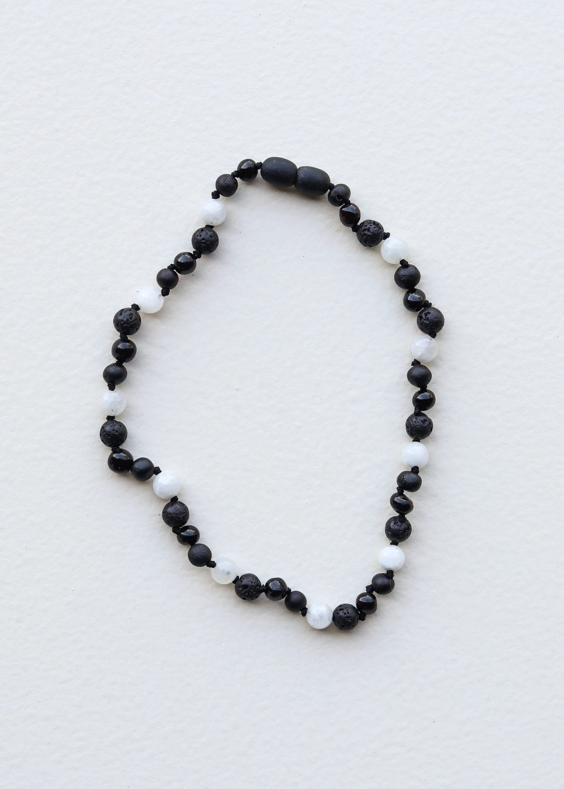 Raw Black Baltic Amber + Moonstone Necklace