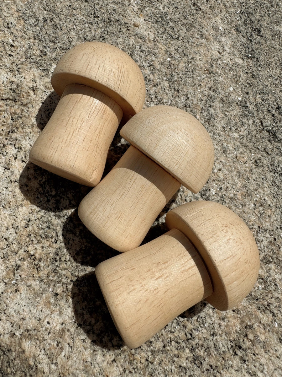 Oak Wood Mushroom Rattle Baby Shaker