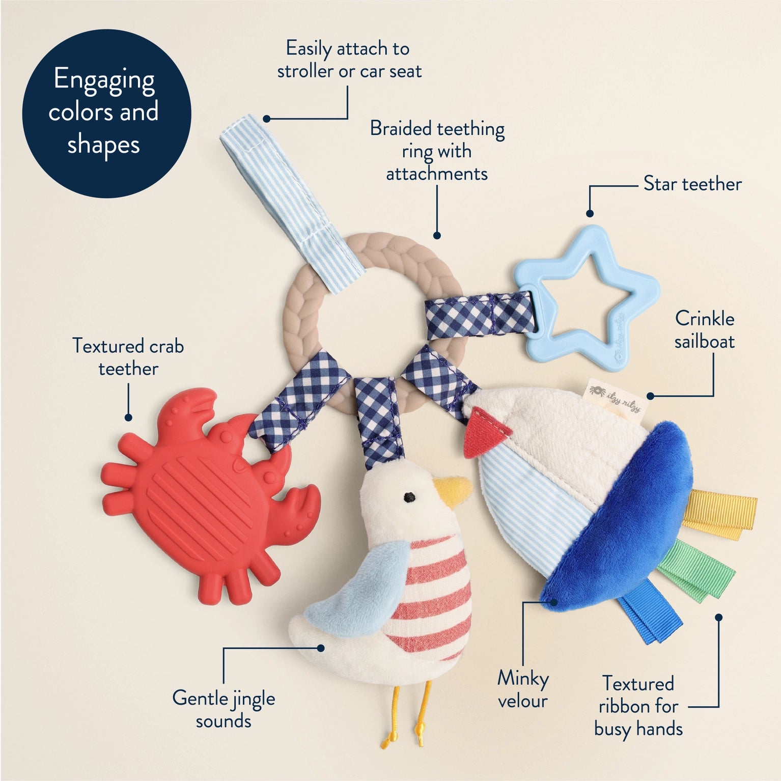 Nautical Bitzy Busy Ring™ Teething Activity Toy