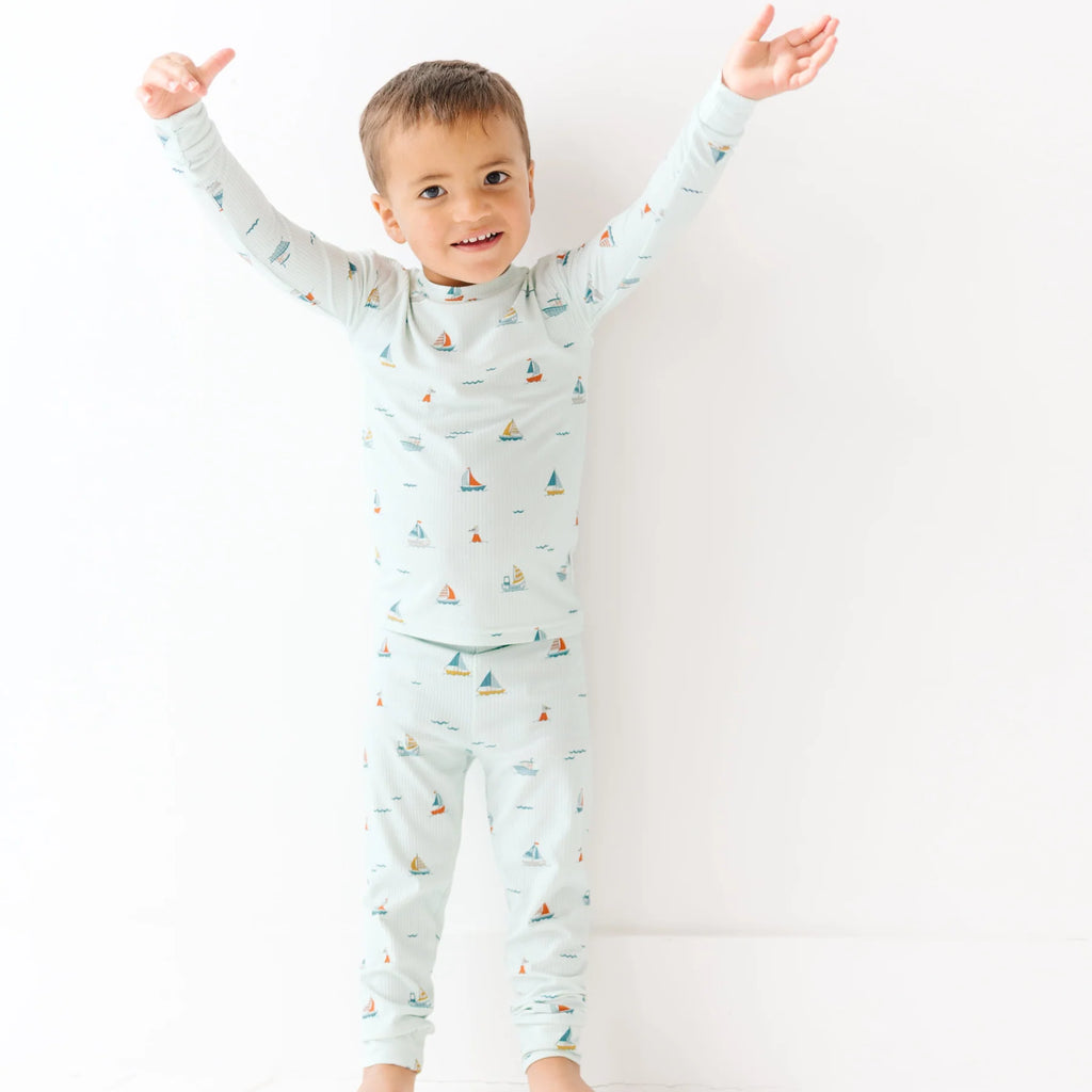 Nautical Boats Ribbed Two-Piece Set