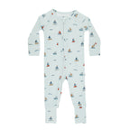 Nautical Boats Ribbed Zip Romper