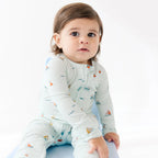 Nautical Boats Ribbed Zip Romper