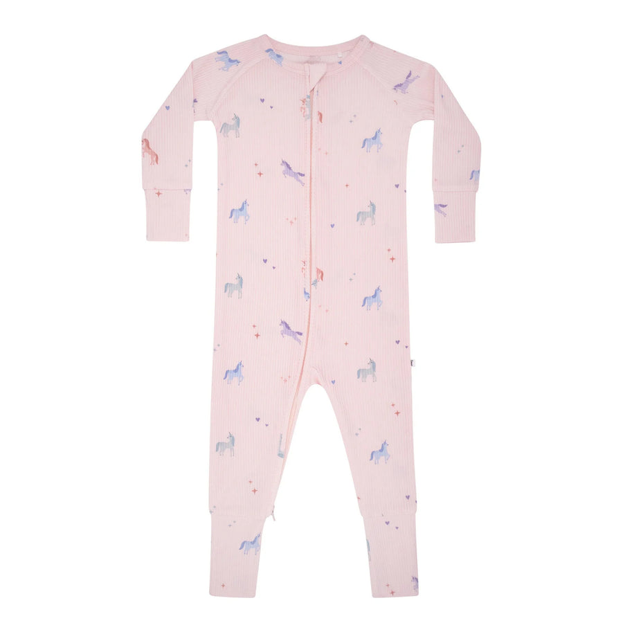 Unicorns Ribbed Zip Romper