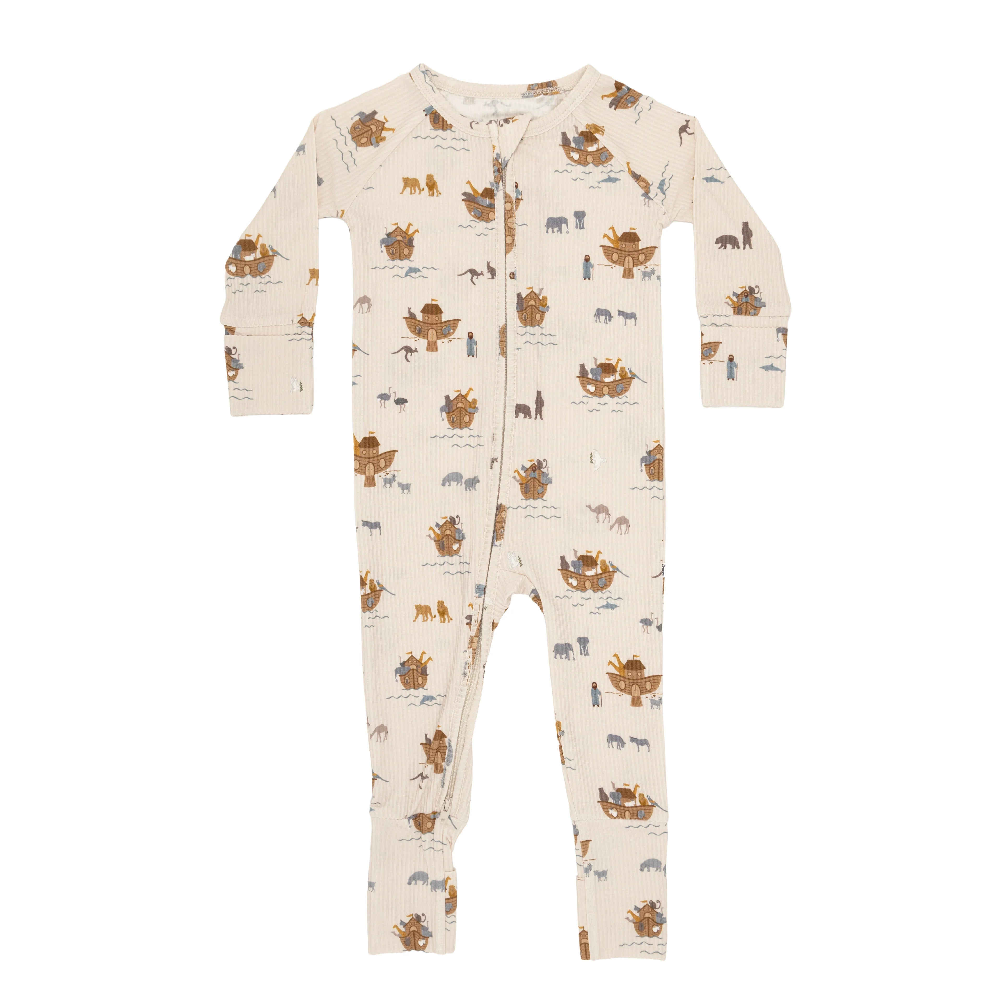 Noah's Ark Ribbed Zip Romper