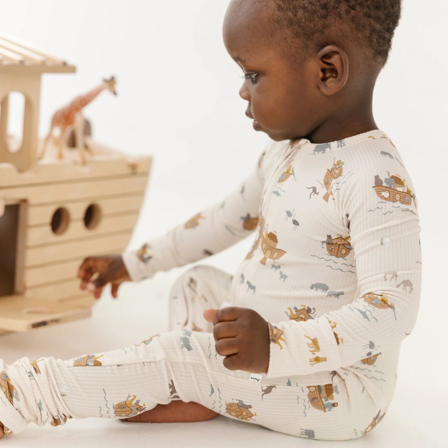 Noah's Ark Ribbed Zip Romper