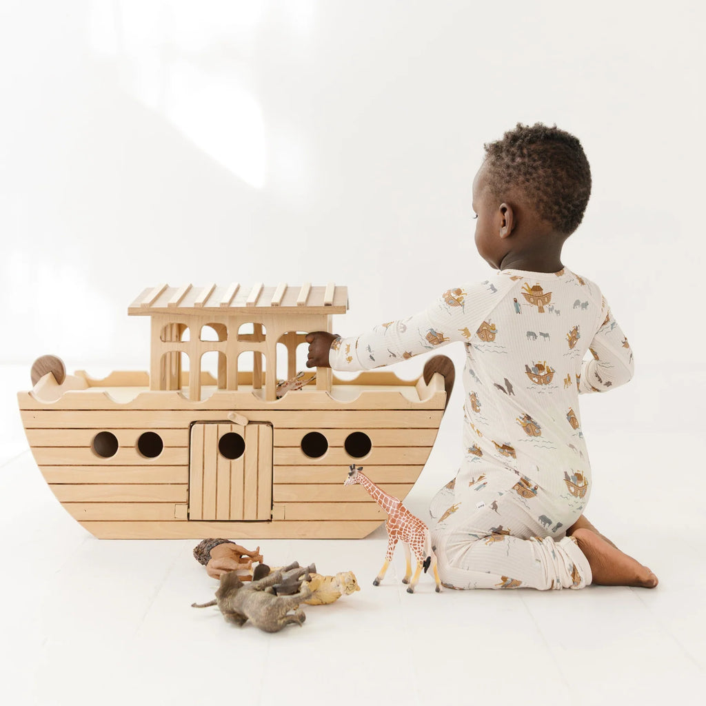 Noah's Ark Ribbed Zip Romper