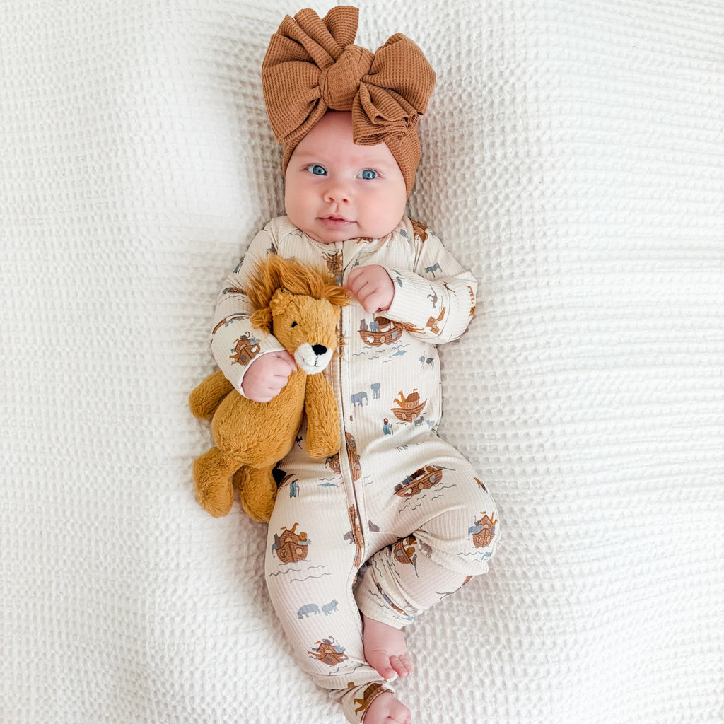 Noah's Ark Ribbed Zip Romper
