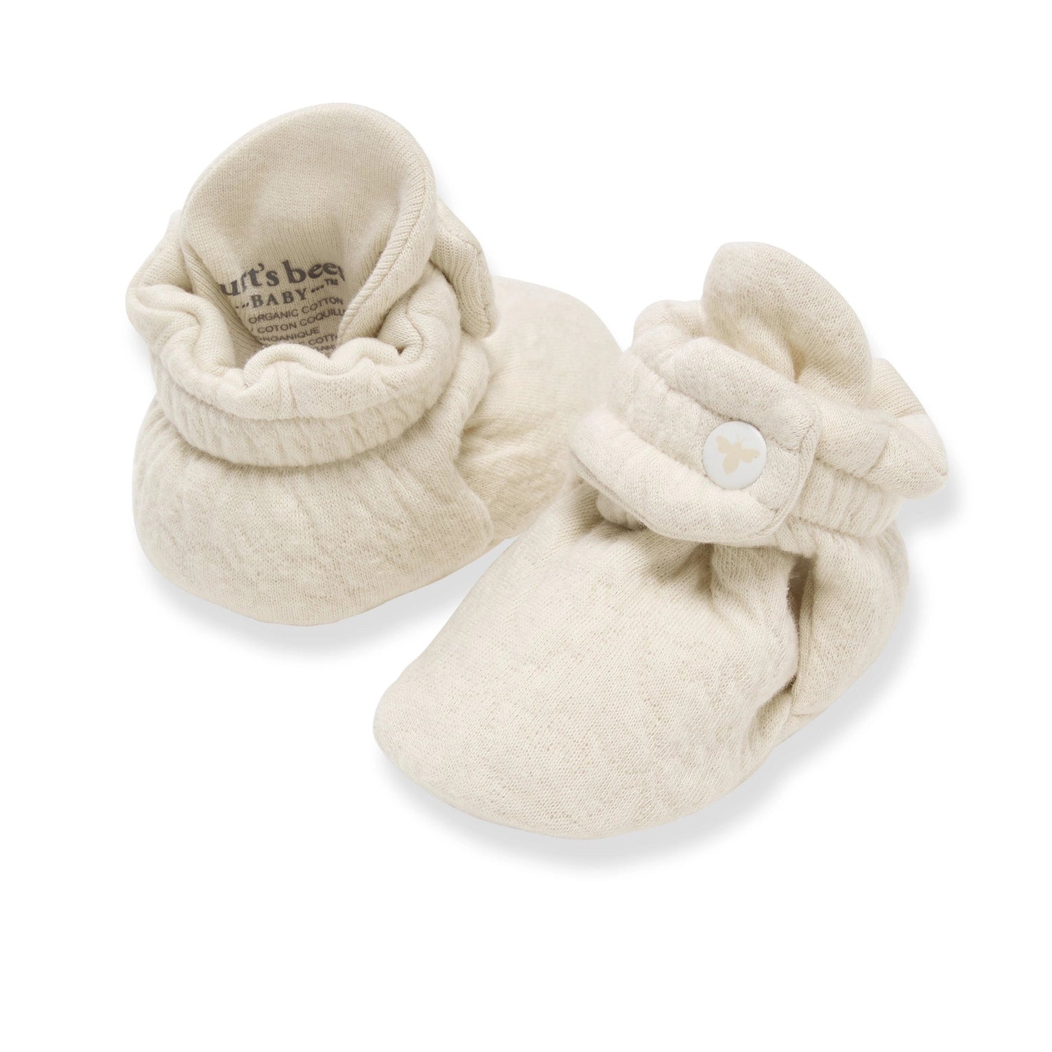 Quilted Organic Cotton Baby Booties - Oat