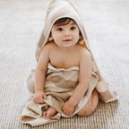 Organic Cotton Terry Towel & Washcloth Set - Oat Stripe