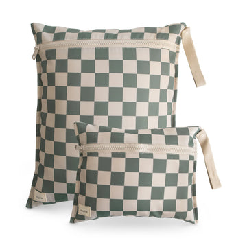 Olive Check Water Resistant Wet Bag (2 pack)