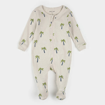 Palm Trees Ribbed Zipper Footie