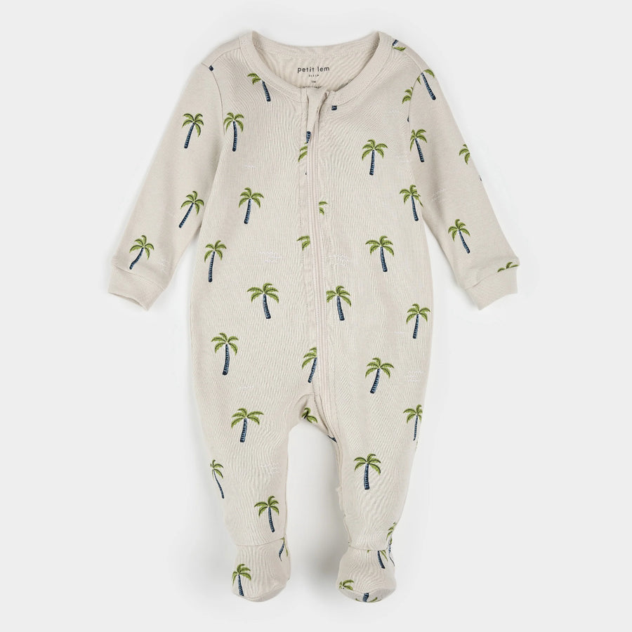 Palm Trees Ribbed Zipper Footie