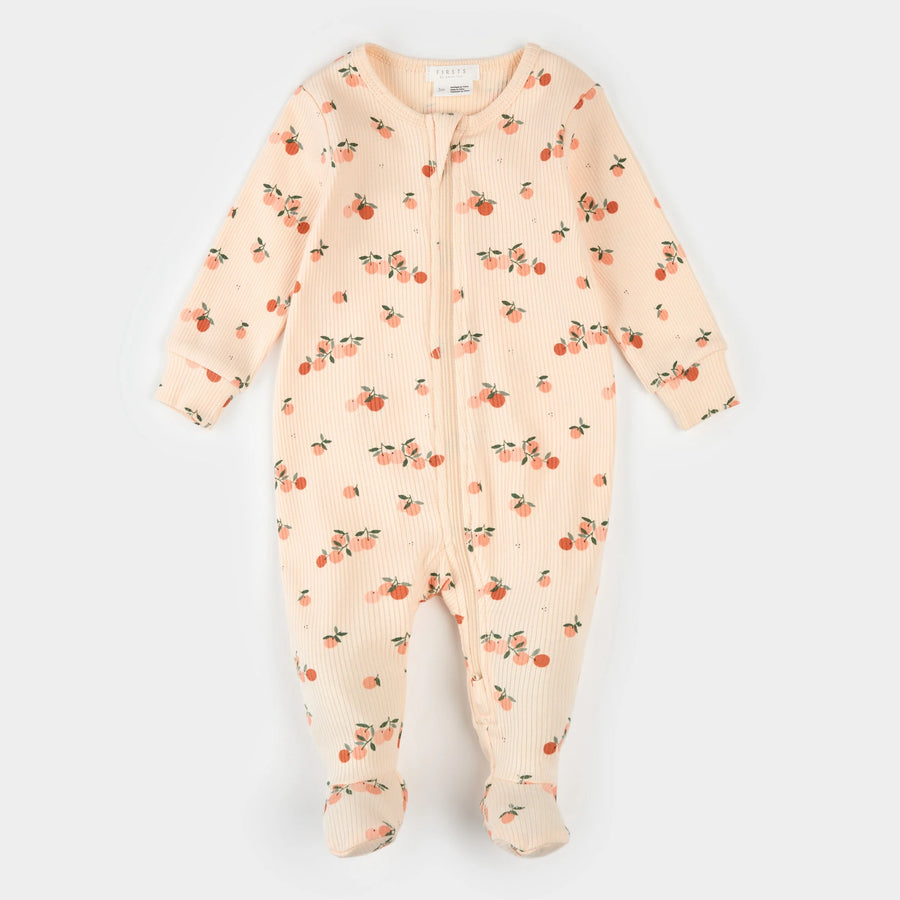Agrumes Ribbed Zipper Footie