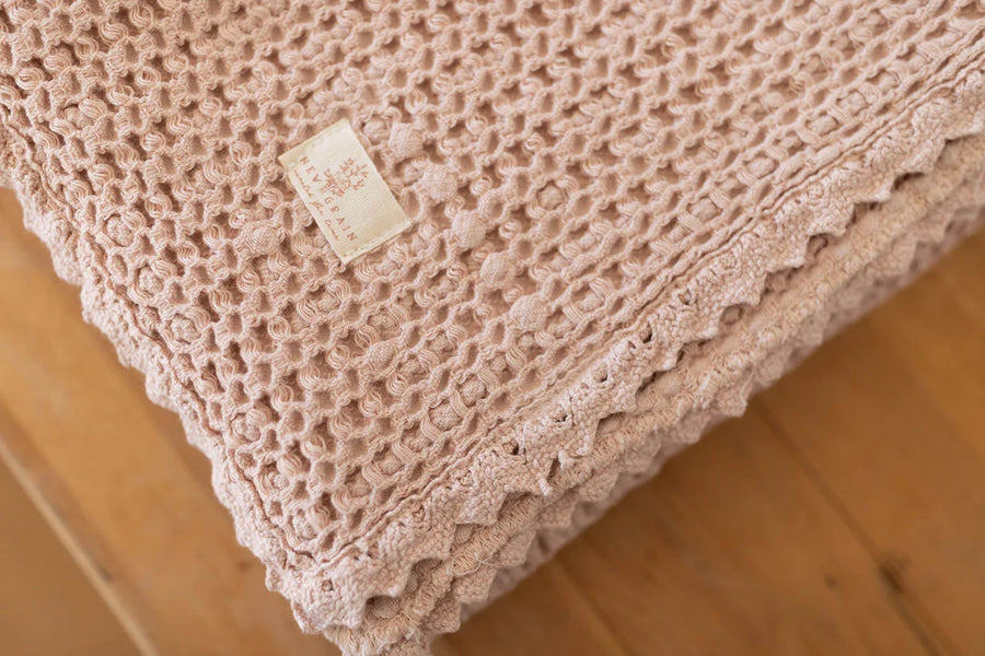 Cozy Waffle Baby Blanket - Petal