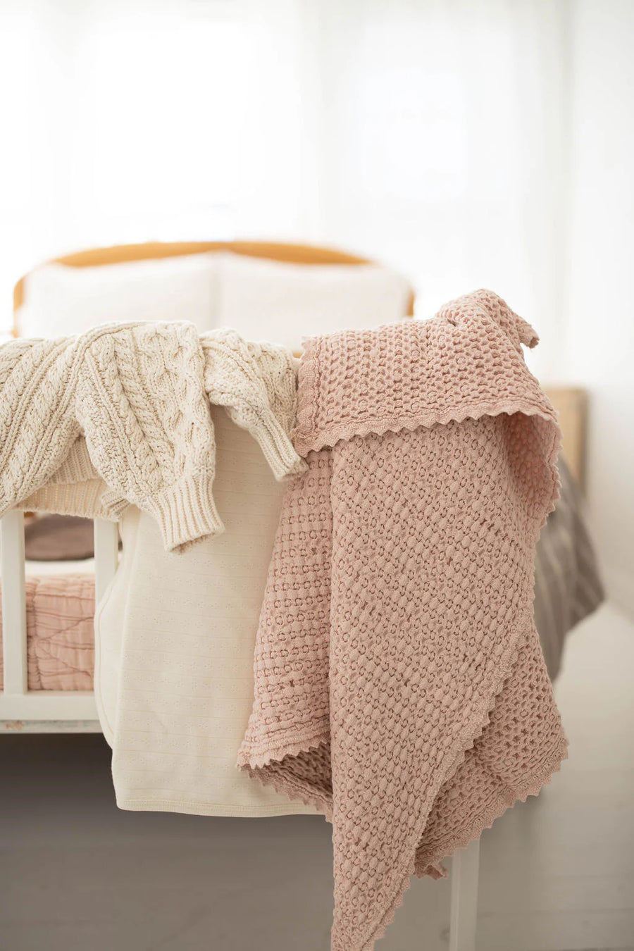 Cozy Waffle Baby Blanket - Petal