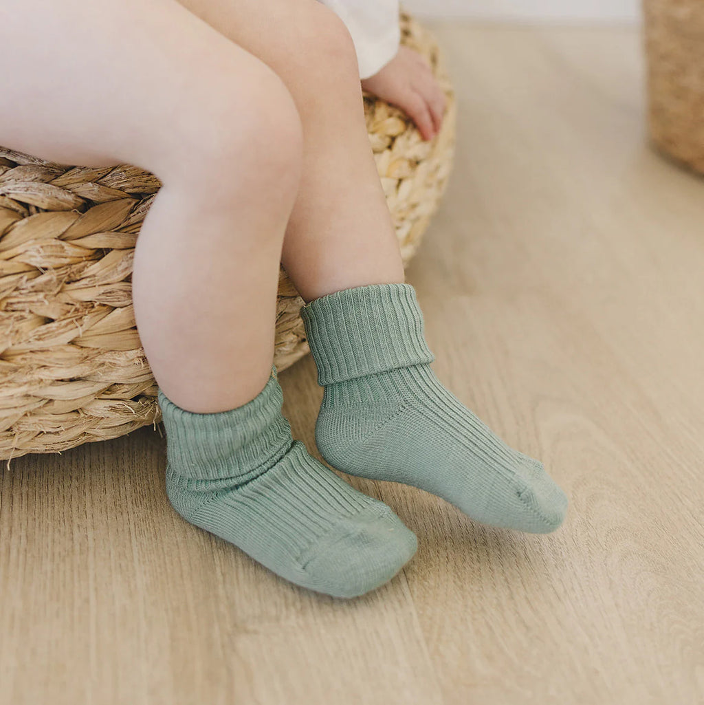 Merino Wool Baby Sock Set - Pine