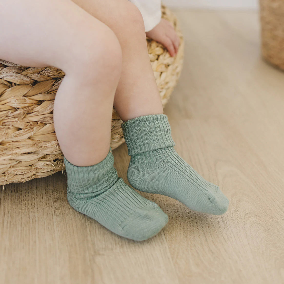 Merino Wool Baby Sock Set - Pine