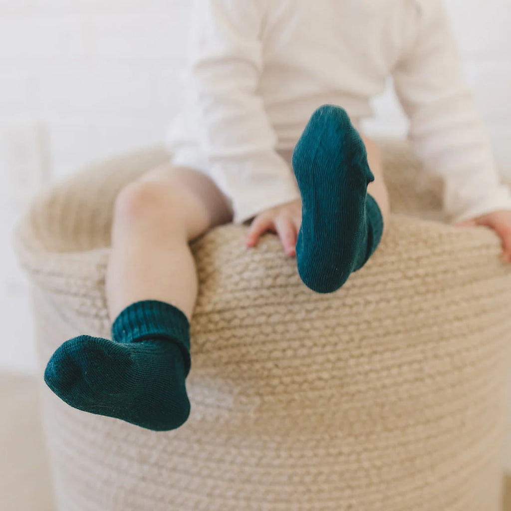 Merino Wool Baby Sock Set - Pine