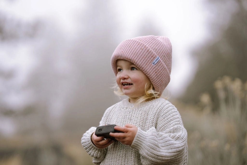 Pink Speck Thick Knit Beanie