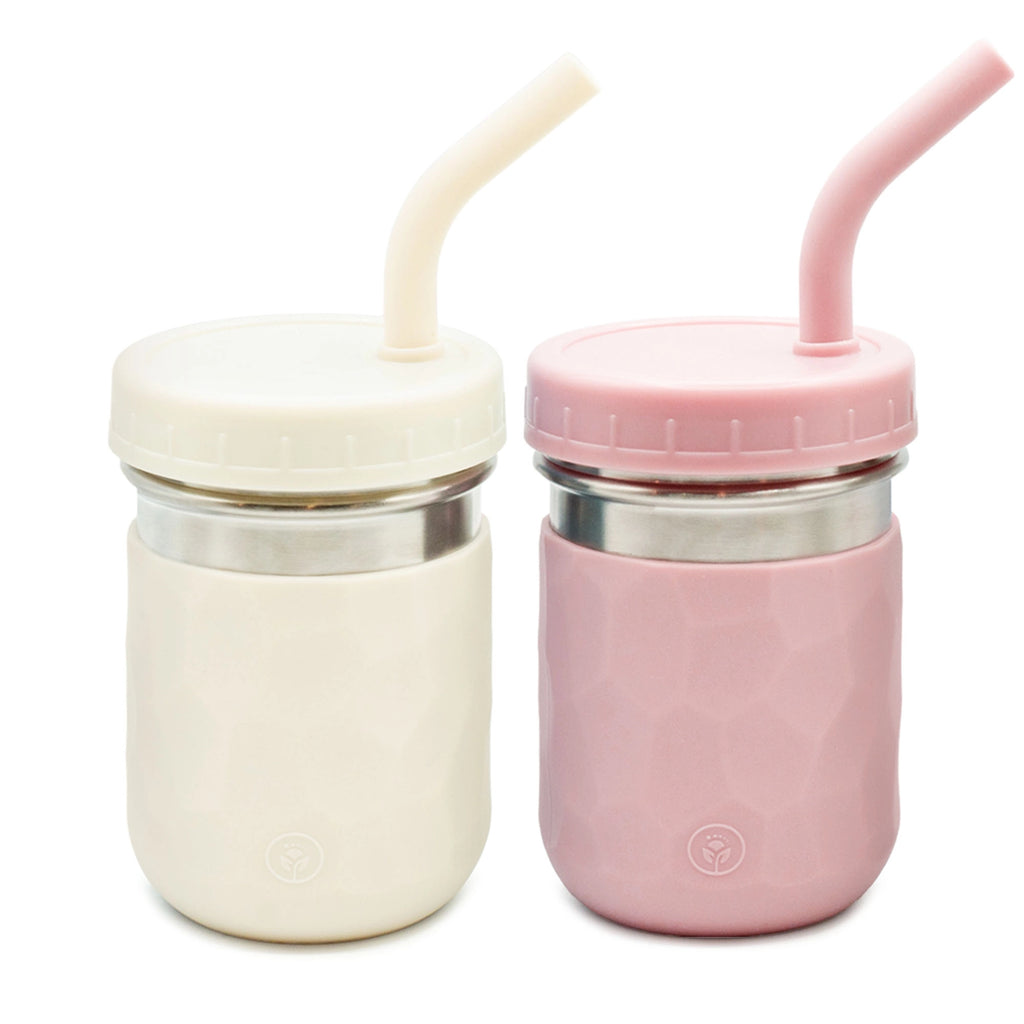 Stainless Steel Kids Cup - Off White/Pink
