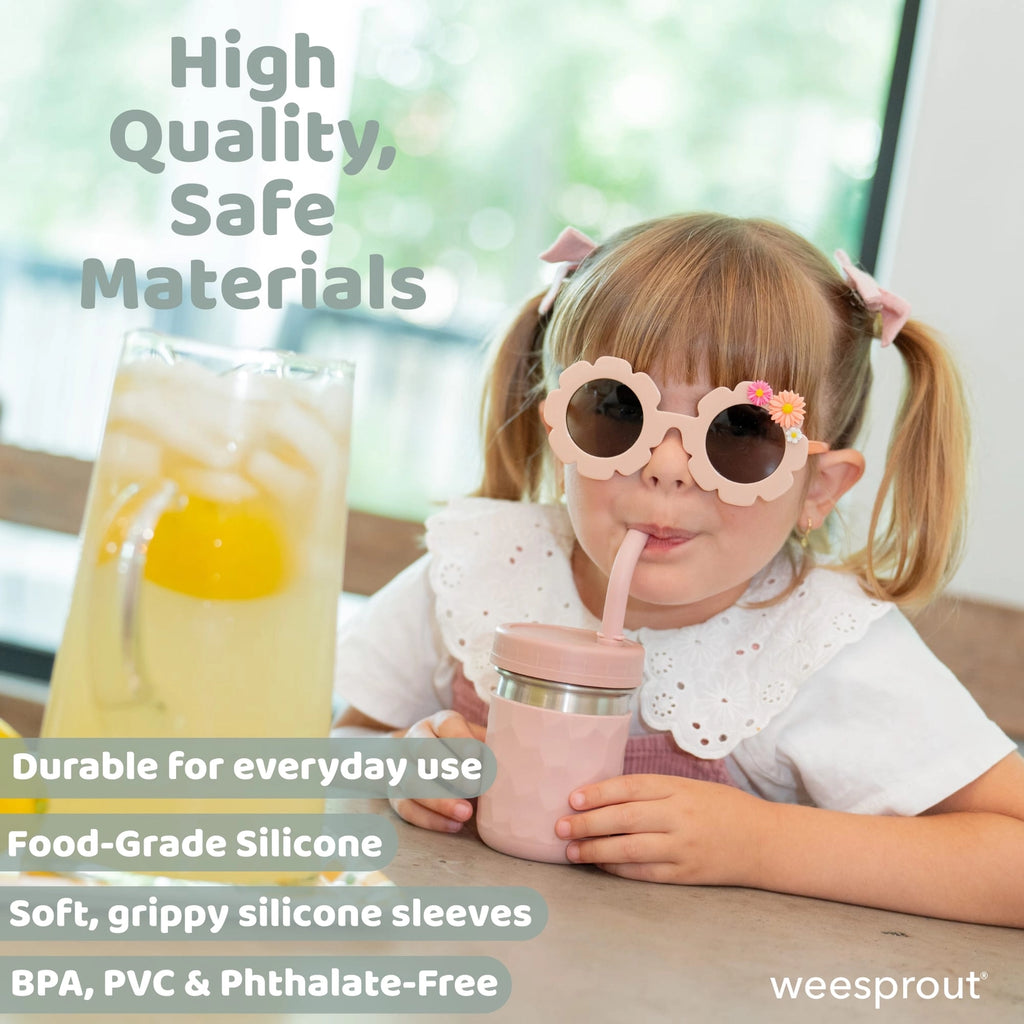 Stainless Steel Kids Cup - Off White/Pink
