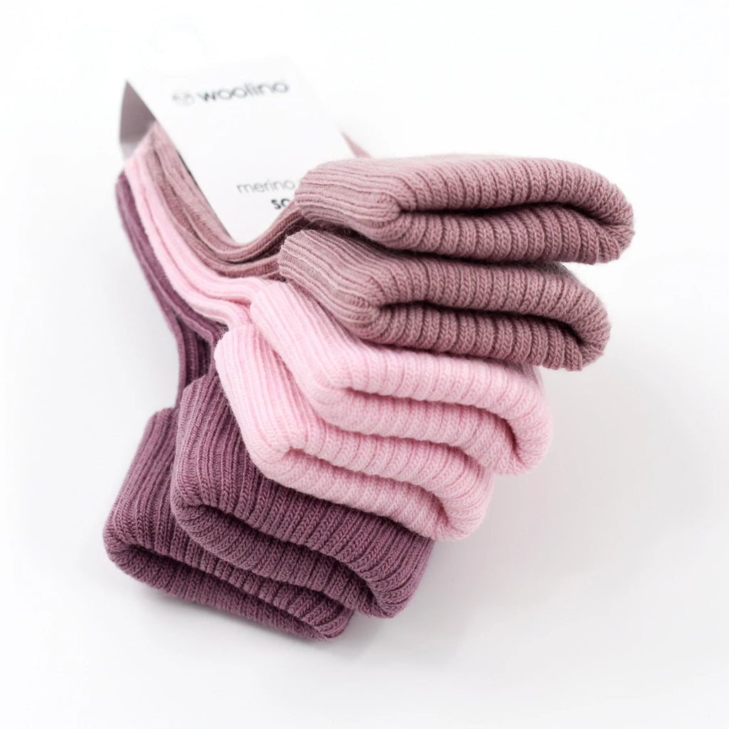 Merino Wool Baby Sock Set - Pink&Rose