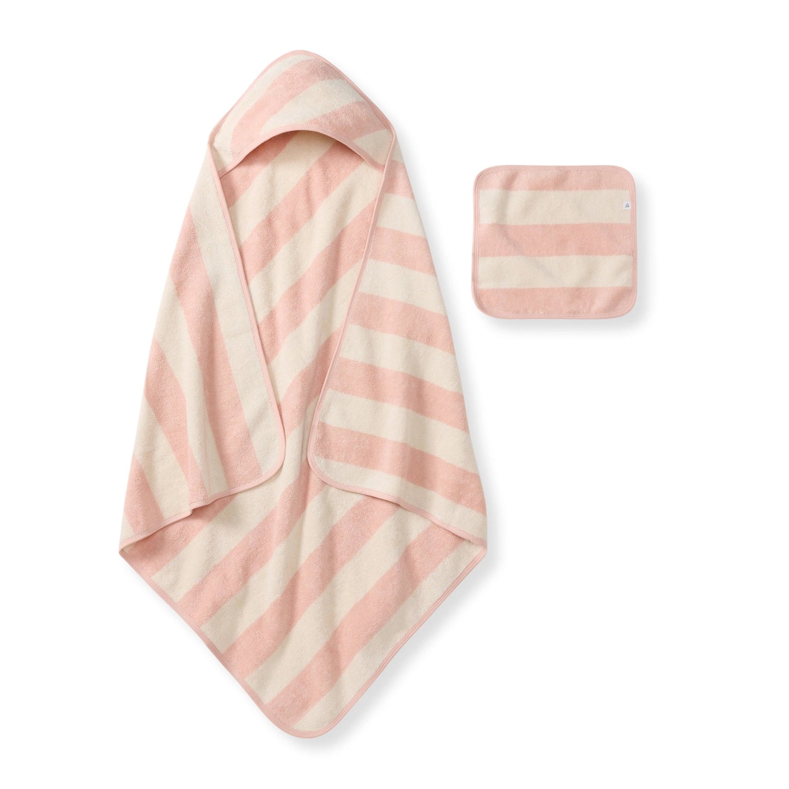 Organic Cotton Terry Towel & Washcloth Set - Pink Stripe