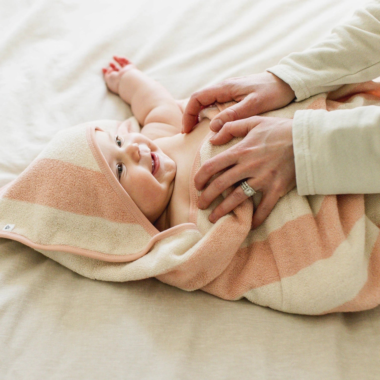 Organic Cotton Terry Towel & Washcloth Set - Pink Stripe