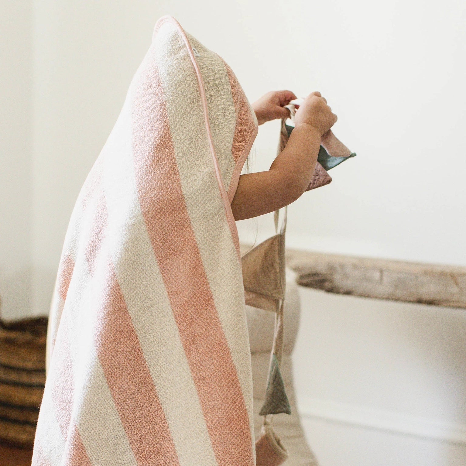Organic Cotton Terry Towel & Washcloth Set - Pink Stripe