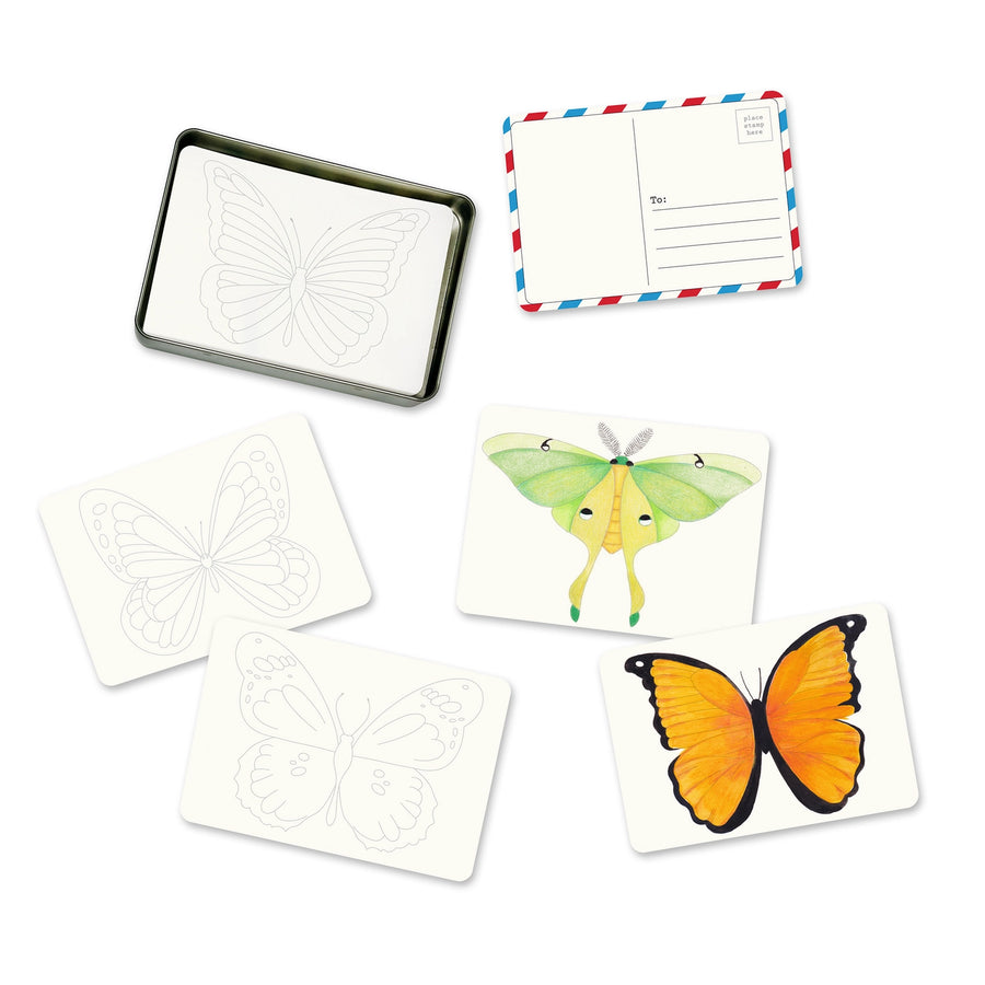Butterfly & Moth Coloring Postcards - Set of 30